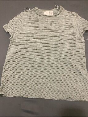 Joie Light Sage Crochet Short Sleeve Tee
